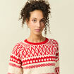 Pull manches longues col rond rouge femme