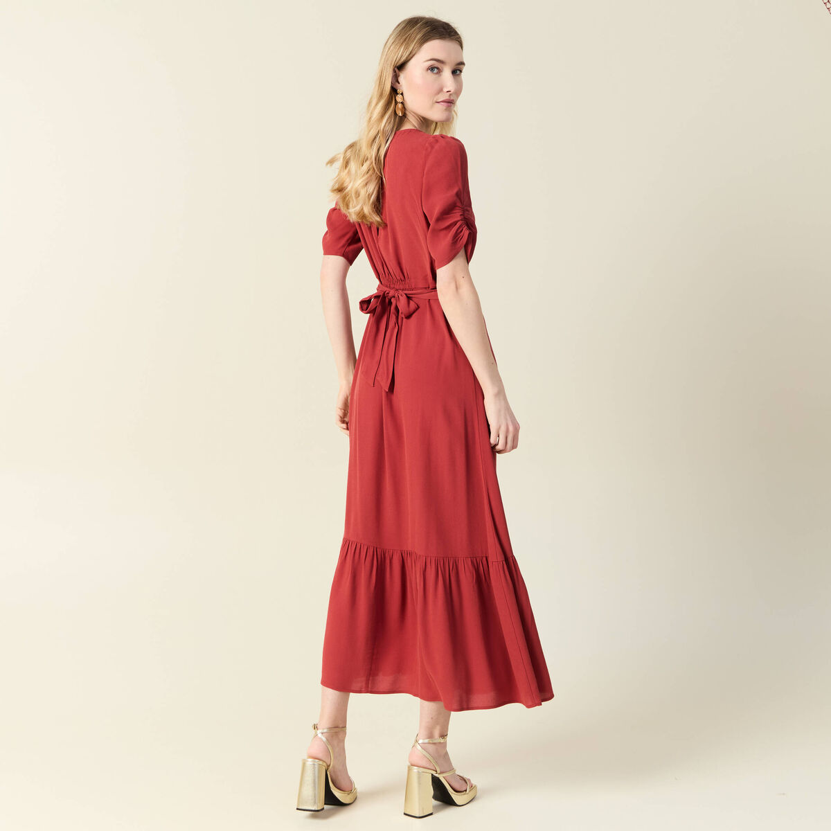 Robe longue trapèze orange foncé femme