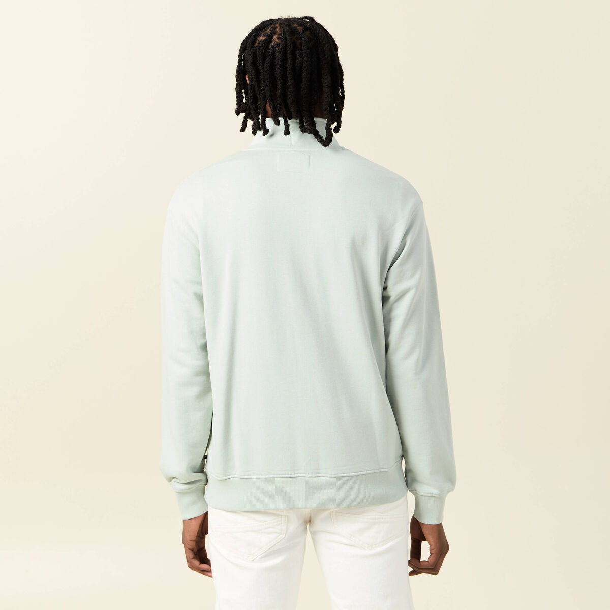 Sweat col camionneur vert clair homme