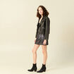 Blouson simili cuir marron femme
