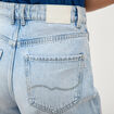 Bermuda large taille haute en coton denim bleach femme