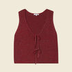 Débardeur tricot noué rose framboise femme