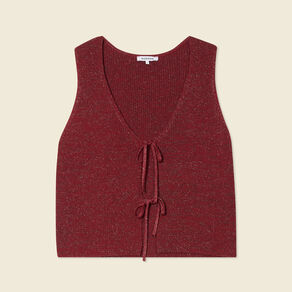 debardeur tricot noue rose framboise femme Débardeur tricot noué rose framboise femme