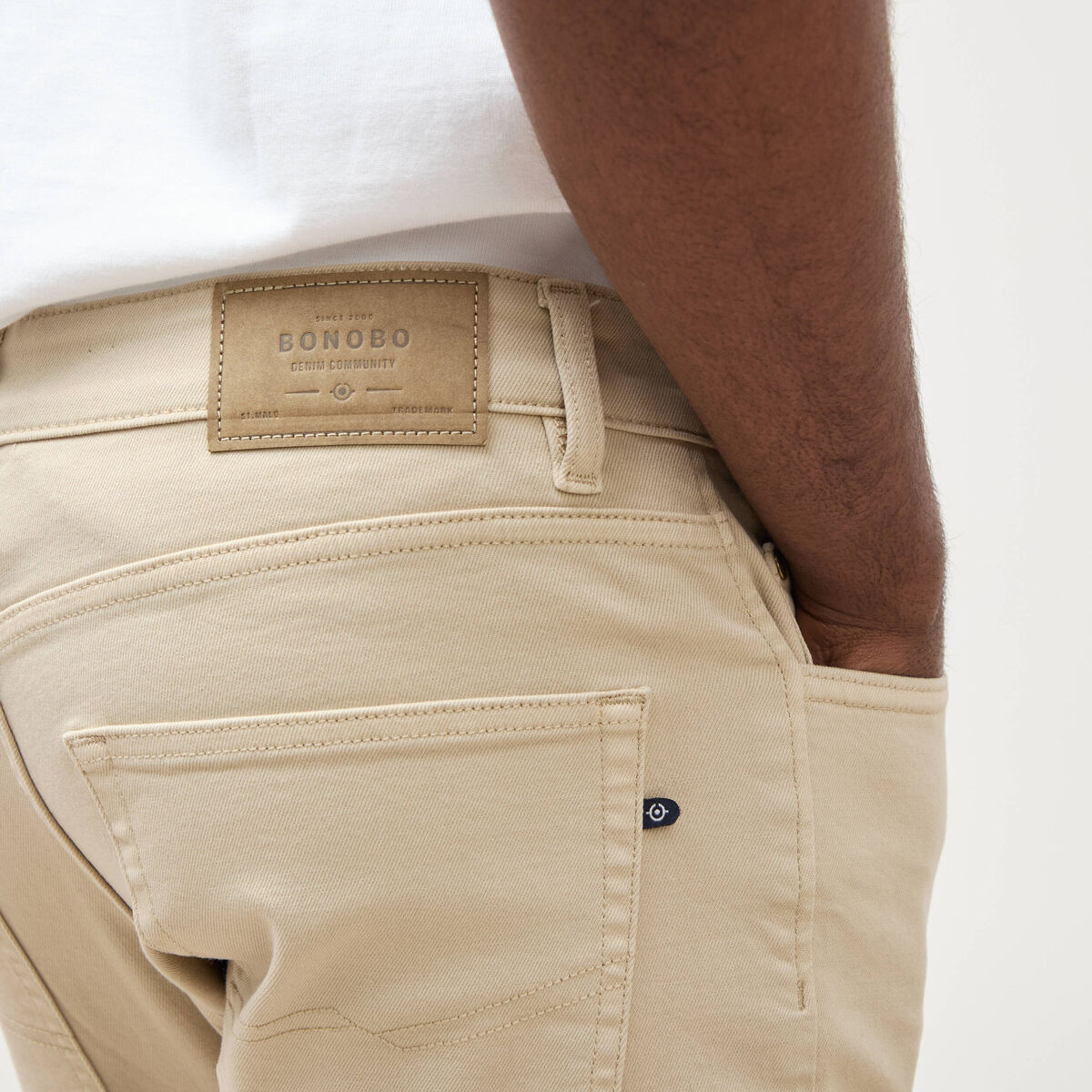 Jeans slim 5 poches denim beige homme