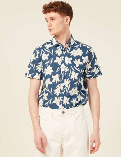 Chemise manches courtes bleu homme