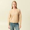 Gilet manches longues col rond creme femme