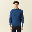 Pull fin col rond manches longues bleu fonc&eacute; homme