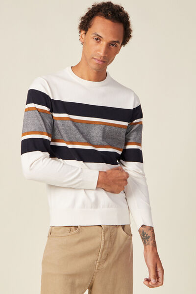 Pull éco-responsable ecru homme