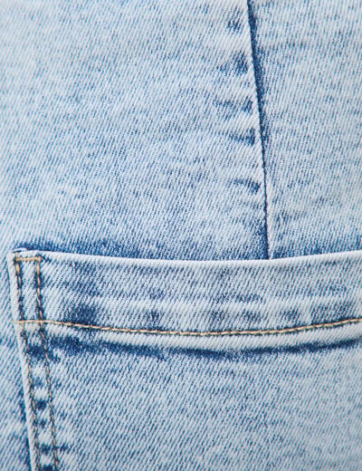 Jeans large taille haute denim bleach femme