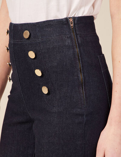 Jeans flare à pont denim brut femme