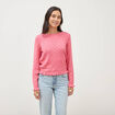 Pull droit col rond manches longues vieux rose femme