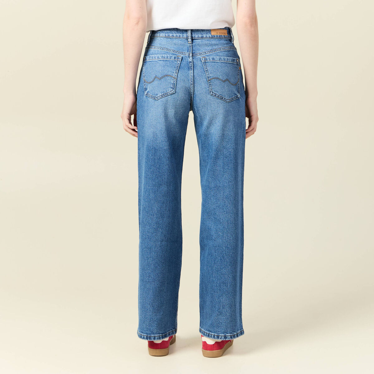 Jeans large éco-responsable denim stone femme