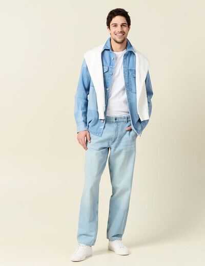 Jeans chino relax denim bleach homme
