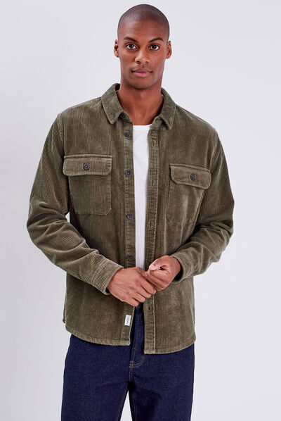 Surchemise manches longues taupe homme