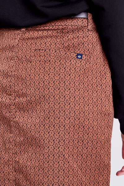 Jupe droite ceinturée camel femme