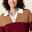 Pull manches longues col polo rouge femme