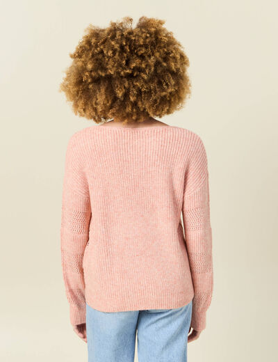Pull manches longues rose saumon femme