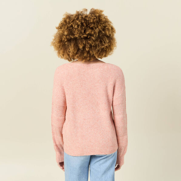 Pull manches longues rose saumon femme