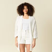 Gilet long ajouré ecru femme