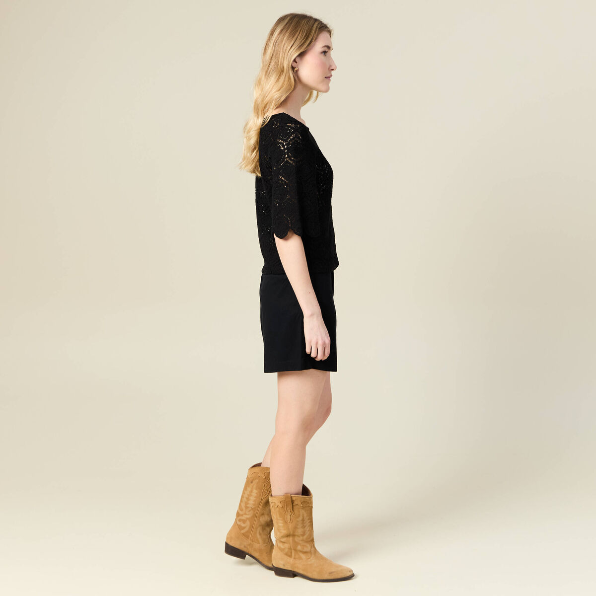 T-shirt manches courtes noir femme