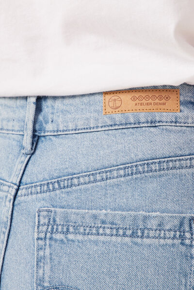 Jeans large déchiré denim bleach femme