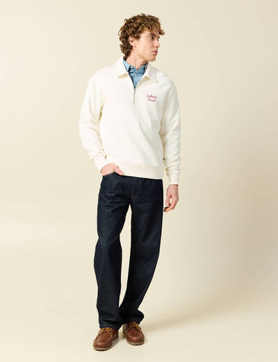 Chemise en coton manches longues denim bleach homme
