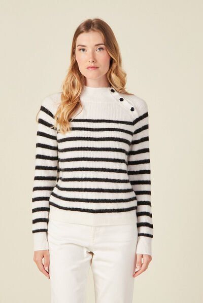 Pull manches longues ecru femme