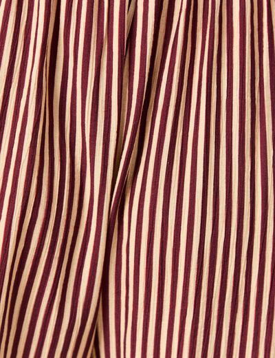 Pantalon large taille haute ray&eacute; violet femme