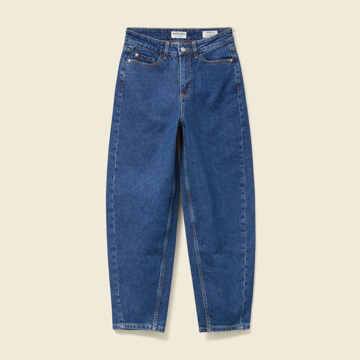 Jeans barrel slouchy taille haute 7/8ème denim brut femme