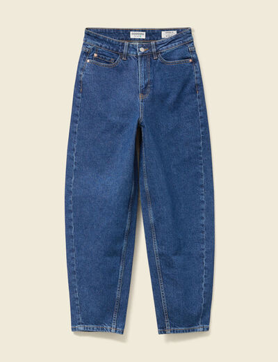 Jeans barrel slouchy taille haute 7/8ème denim brut femme