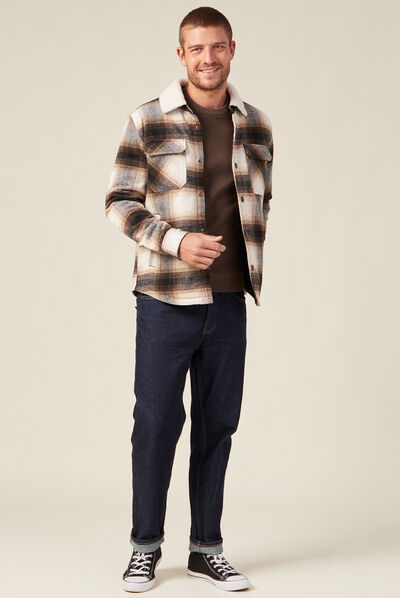 Pull manches longues col rond vert kaki homme