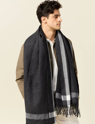 Écharpe à franges gris foncé homme