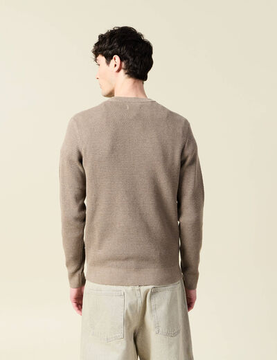 Pull droit manches longues vert kaki homme