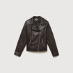 Perfecto manches longues similicuir marron fonc&eacute; femme