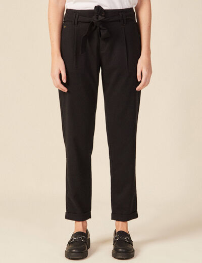 Pantalon paperbag noir femme