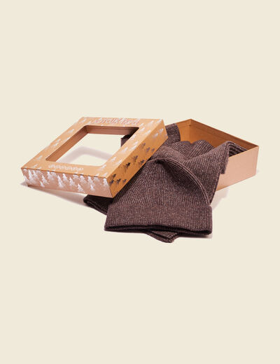 Ensemble écharpe et bonnet gris foncé homme