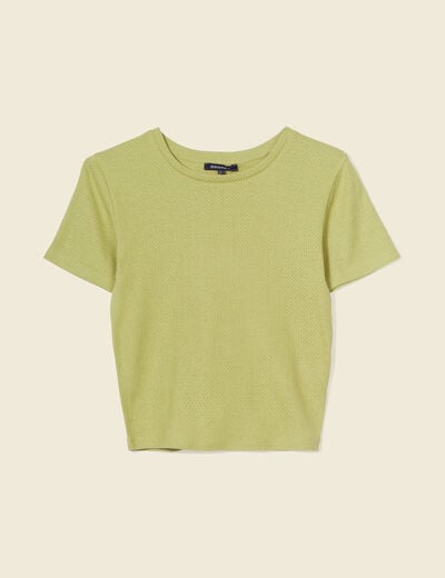 T-shirt manches courtes vert anis femme