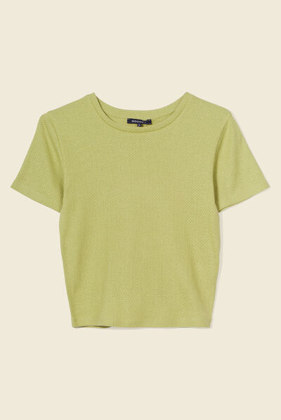 T-shirt manches courtes vert anis femme