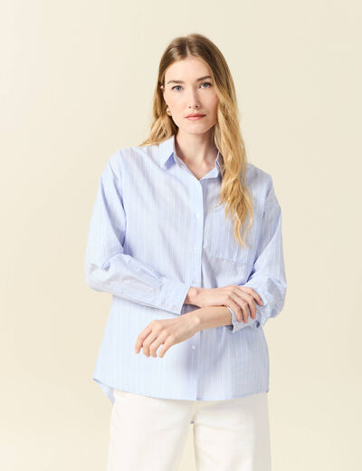 Chemise manches longues bleu pastel femme