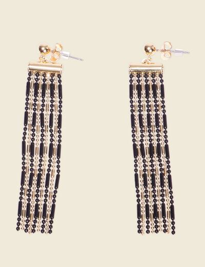 Boucles d'oreilles pendantes noir femme