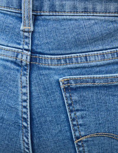 Jeans bootcut cropped taille bascul&eacute;e denim used femme