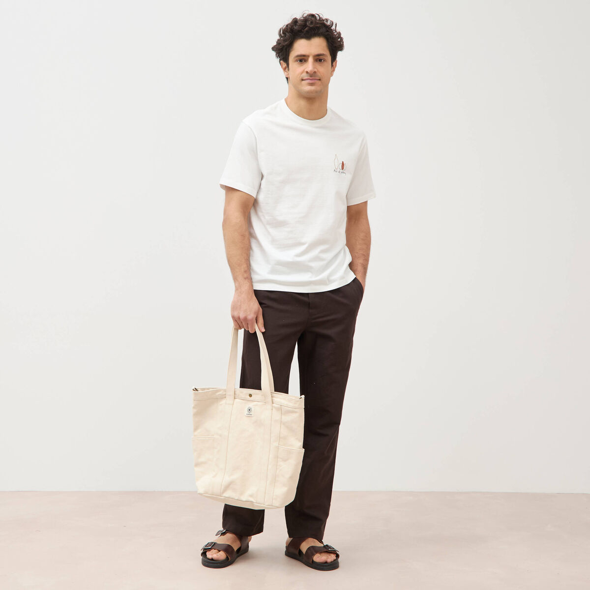 T-shirt en coton ecru homme