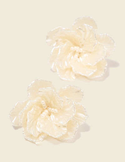 Boucles d'oreilles clous ecru femme