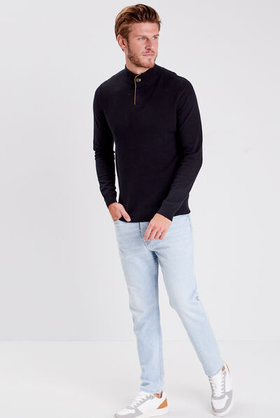 Pull manches longues noir homme