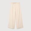 Pantalon large taille haute ceinture ivoire femme