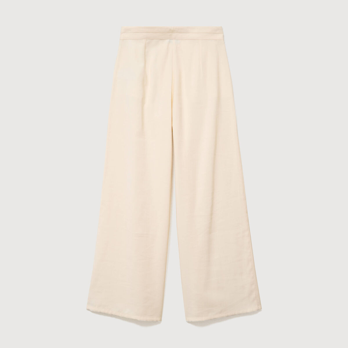 Pantalon large taille haute ceinture ivoire femme