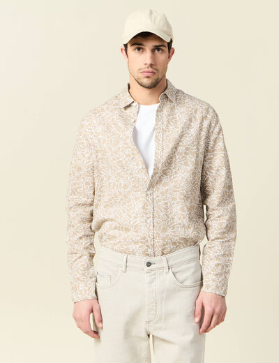 Chemise manches longues beige homme
