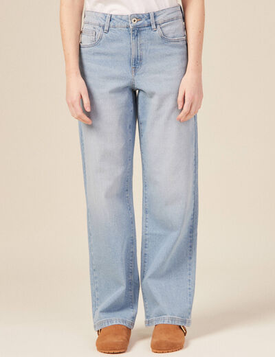 Jeans wide leg denim bleach femme