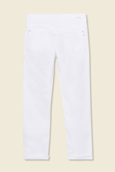 Jeans girlfriend taille haute denim blanc femme