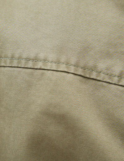 Blouson manches longues doubl&eacute; en coton vert kaki homme